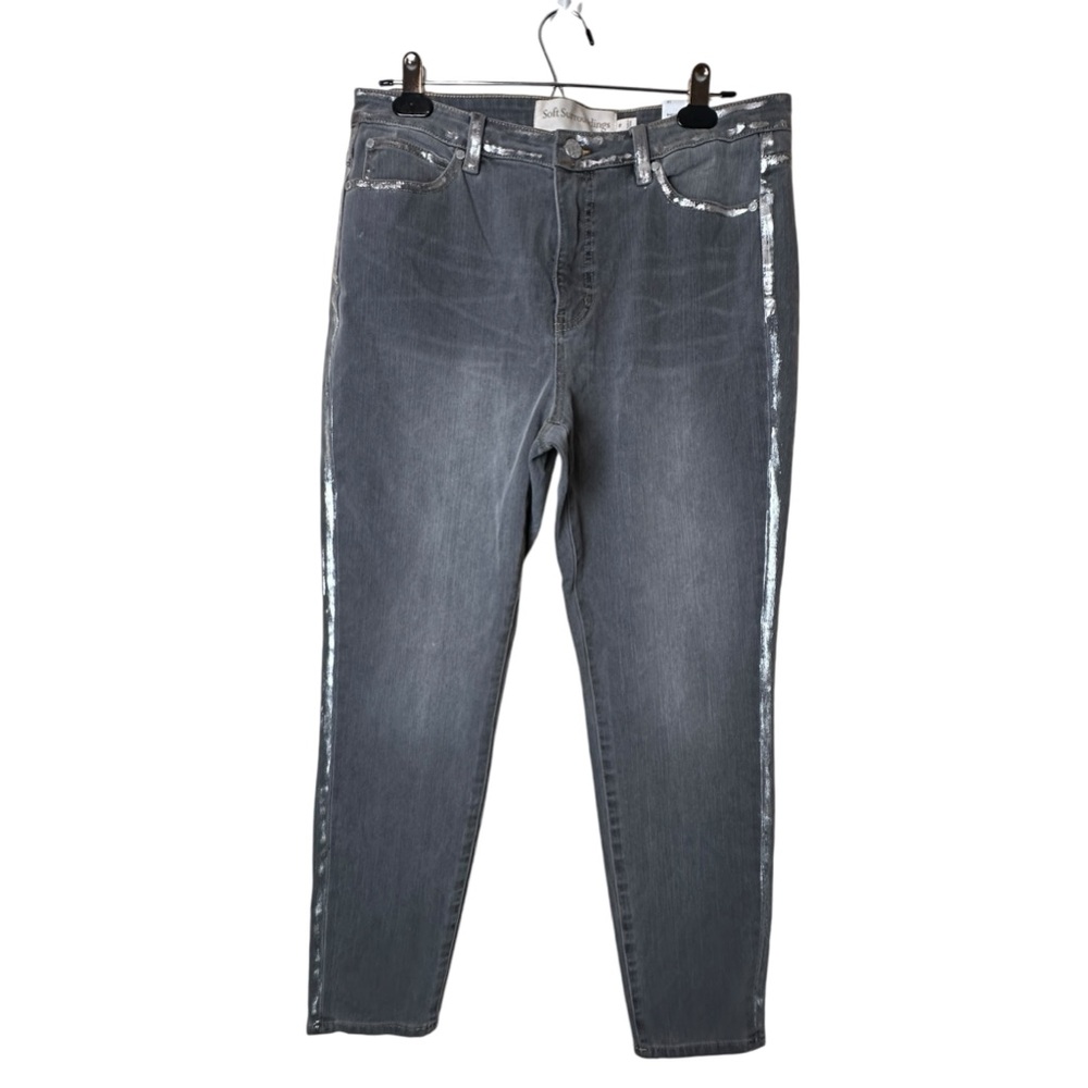 Soft Surroundings Ultimate Denim High-Rise Foil Gray Missy Skinny Jeans Size 12